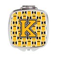 Carolines Treasures Letter K Football Black, Old Gold and White Compact Mirror CJ1080-KSCM